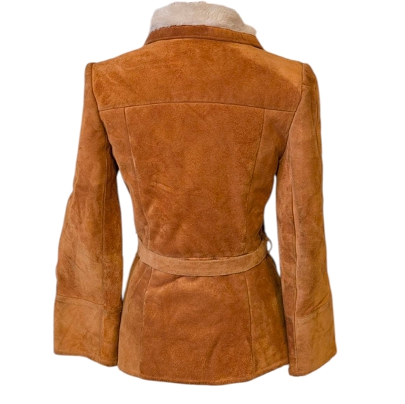 VTG Leatherscapade suede belted, snap up jacket W  pile furry interior. Small - Picture 5 of 16